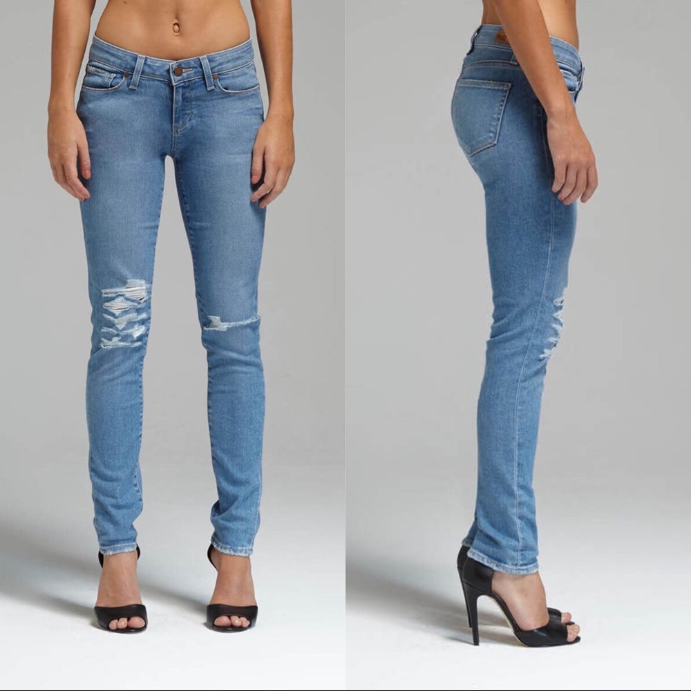 PAIGE Skyline Ankle Peg Distressed Jeans